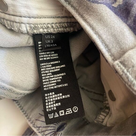 Free People We The Free Floral Print Bell Bottom Jeans Gray Size 24 - Picture 6 of 9